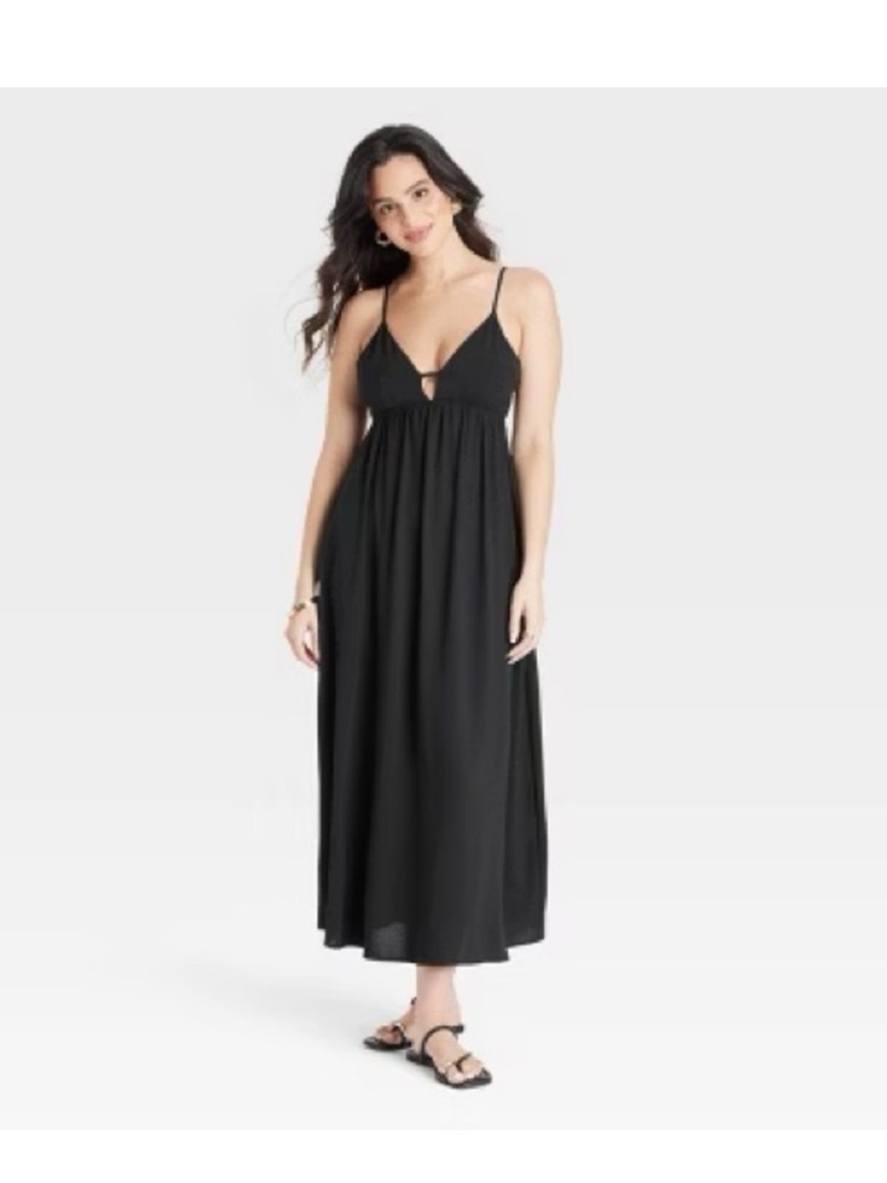 a new day Black Spaghetti-Strap Maxi Slip Dress